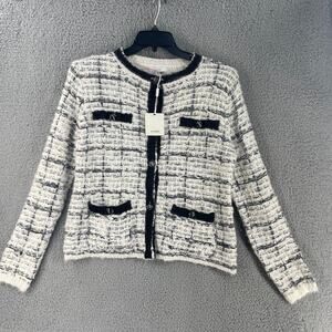 Sioni Cardigan Sweater Large Wool Blend Chunky Knit Black Prairie Granny Cottage